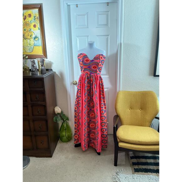 Boho Colorful Strapless Maxi Dress - Picture 3 of 7